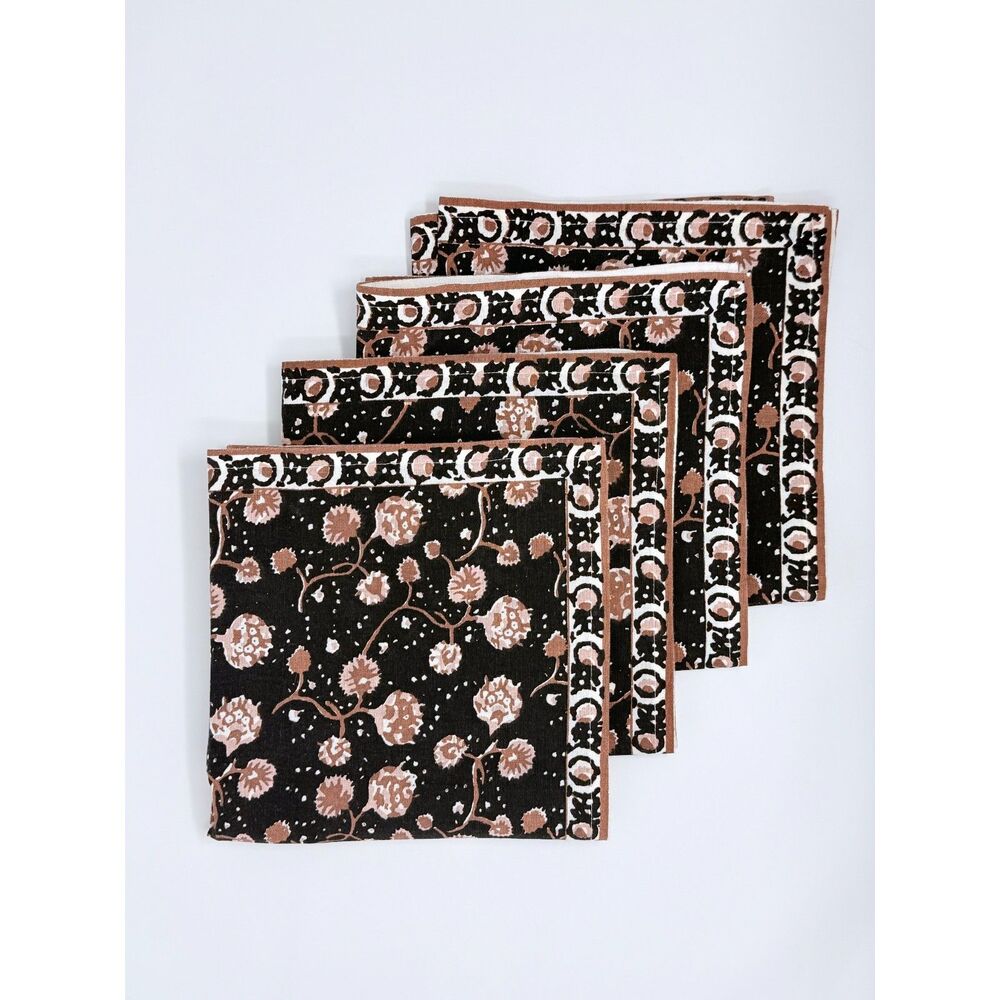 NWT Cleobella x Katherine Schwarzenegger Block Print Cotton Napkins Set of 4